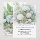 Invitation Baby shower de rêve Sage Green Ocean (Devant / Derrière)