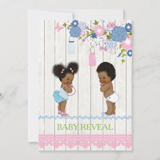 Invitation Baby shower de révélation de bébé afro-américain (Devant)