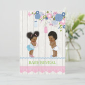 Invitation Baby shower de révélation de bébé afro-américain (Debout devant)