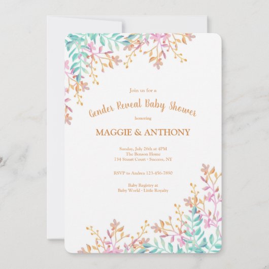 Invitation Baby shower de révélation de genre (Devant)