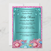 Invitation Baby shower de révélation de genre Crystals rose T (Devant)