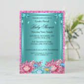 Invitation Baby shower de révélation de genre Crystals rose T (Debout devant)