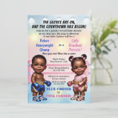 Invitation Baby shower de révélation de genre de boxe (Debout devant)