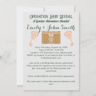 Invitation Baby shower de révélation de genre de la salle d'é