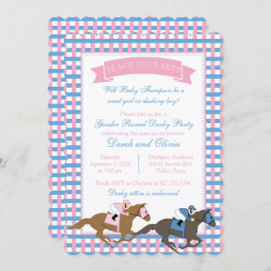 Invitation Baby shower de révélation de genre du Derby Party
