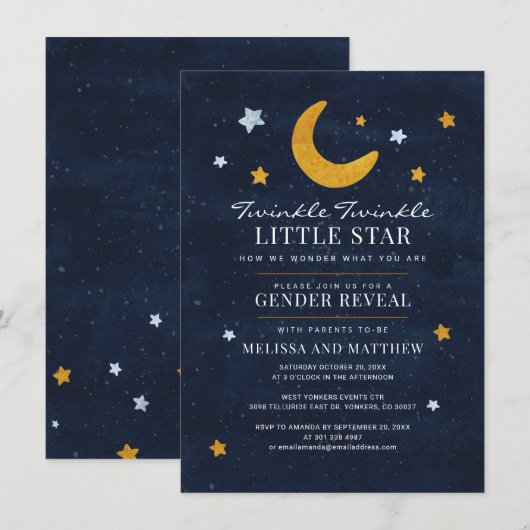 Invitation Baby shower de révélation de genre Garçon fille Lu (Devant / Derrière)