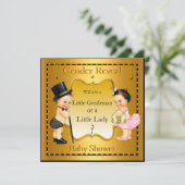 Invitation Baby shower de révélation de genre Garçon fille or (Debout devant)