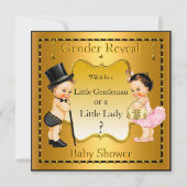 Invitation Baby shower de révélation de genre Garçon fille or (Devant)