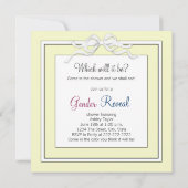 Invitation Baby shower de révélation de genre jaune (Dos)