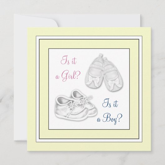 Invitation Baby shower de révélation de genre jaune (Devant)