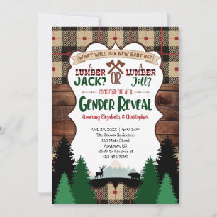 Invitation Baby shower de révélation de genre Lumberjack