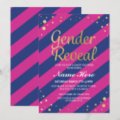 Invitation Baby shower de révélation de genre Pink Blue Gold (Devant / Derrière)