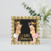 Invitation Baby shower de révélation de genre Prince ou Princ (Debout devant)