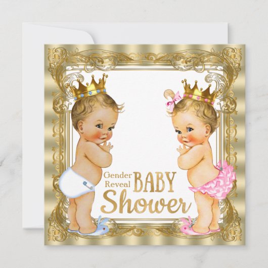 Invitation Baby shower de révélation de genre Prince Princess (Devant)