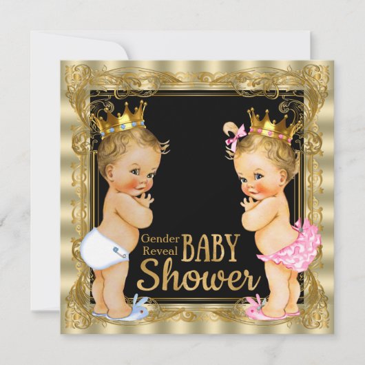 Invitation Baby shower de révélation de genre Prince Princess (Devant)