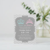 Invitation Baby shower de révélation de genre princesse royal (Debout devant)