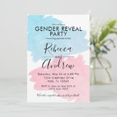 Invitation Baby shower de révélation de genre rose et bleu (Debout devant)