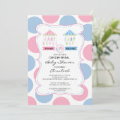 Invitation Baby shower de révélation de genre rose ou bleu (Debout devant)
