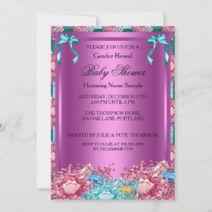 Invitation Baby shower de révélation de genre rose Turquoise