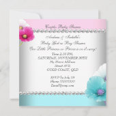 Invitation Baby shower de révélation de genre Rose Turquoise  (Dos)