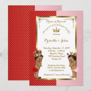 Invitation Baby shower de révélation de genre, rouge, rose, o