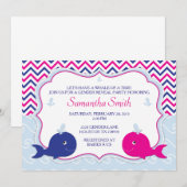 Invitation Baby shower de révélation de sexe baleine Invitati (Devant / Derrière)