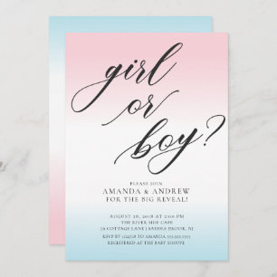 Invitation Baby shower de révélation de sexe fémin