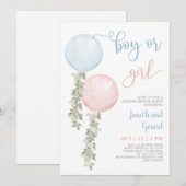 Invitation Baby shower de révélation de sexe mascu (Devant / Derrière)