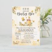 Invitation Baby shower de révélation du genre abeille Invitat (Debout devant)