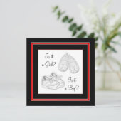 Invitation Baby shower de révélation du genre rouge noir (Debout devant)