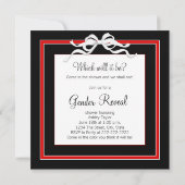 Invitation Baby shower de révélation du genre rouge noir (Dos)