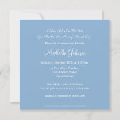 Invitation Baby shower de robe bleu petite fille (Dos)