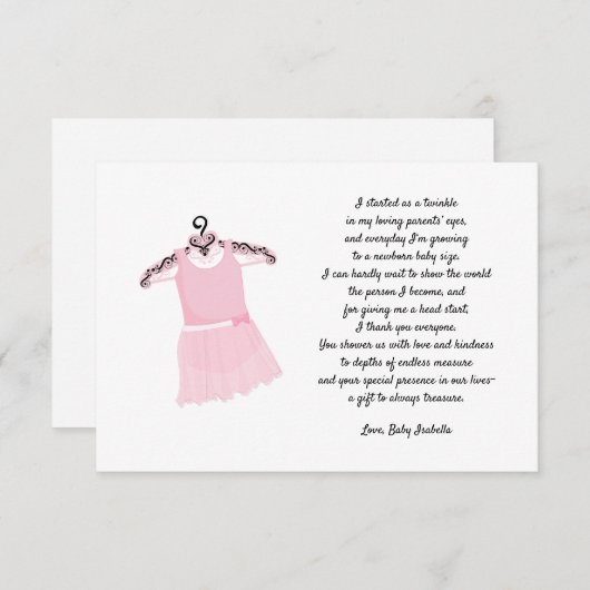 Invitation Baby shower de robe de ballet merci note (Devant / Derrière)