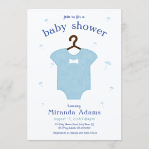 Invitation Baby shower de robe de garçon bleu
