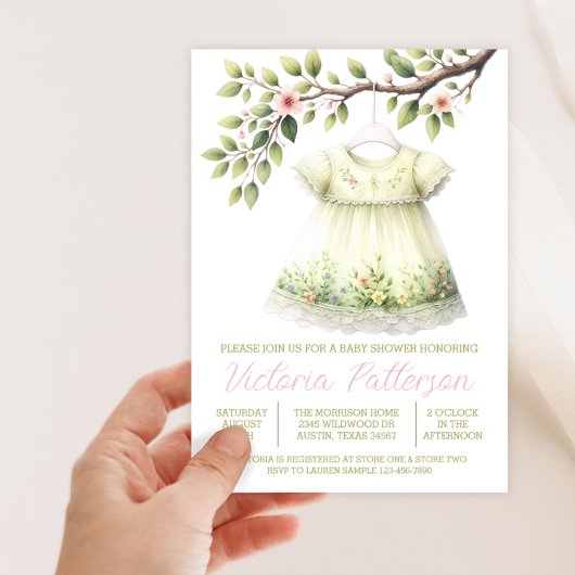 Invitation Baby shower de robe Fleur sauvage Girl Springtime