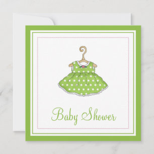 Invitation Baby shower de robe verte de petite fil