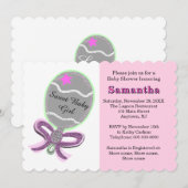 Invitation Baby shower de roche en argent rose Star (Devant / Derrière)