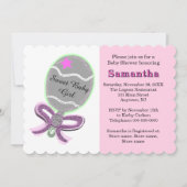 Invitation Baby shower de roche en argent rose Star (Devant)
