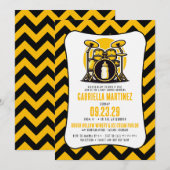 Invitation Baby shower de roche pour bébé jaune (Devant / Derrière)