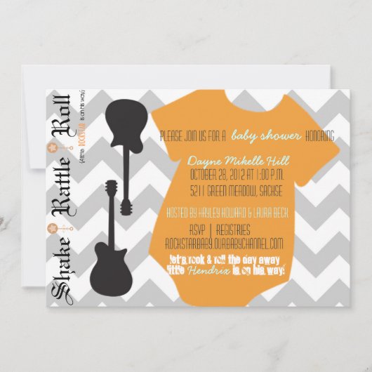 Invitation Baby shower de Rockstar (Devant)