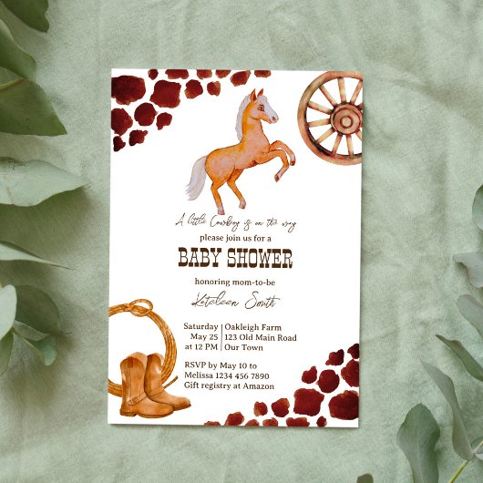 Invitation Baby shower de rodéo occidental Cowboy