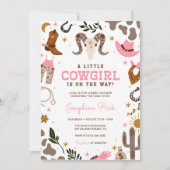 Invitation Baby shower de rodéo occidental Pink Little Cowgir (Devant)
