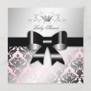 Invitation baby shower de rose d'arc de noir du miroitement