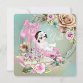 Invitation Baby shower de Rose de chaussures turquoise et ros (Devant)