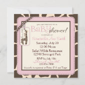 Invitation Baby shower de rose de safari de girafe (Dos)