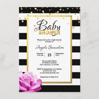 Invitation Baby shower de rose rose rose rose noire or noir