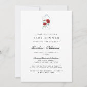Invitation Baby shower de rose rouge enchanté (Devant)