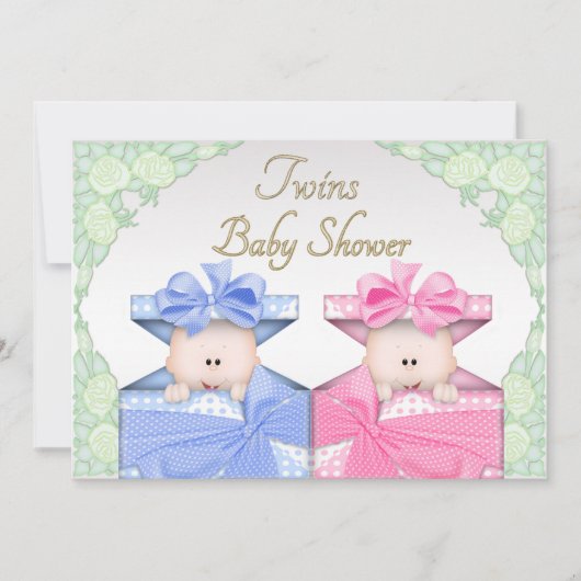 Invitation Baby shower de Roses Twin Box (Devant)