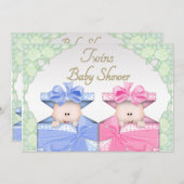 Invitation Baby shower de Roses Twin Box (Devant / Derrière)
