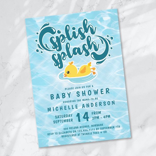 Invitation Baby shower de roussaillage de canard en caoutchou